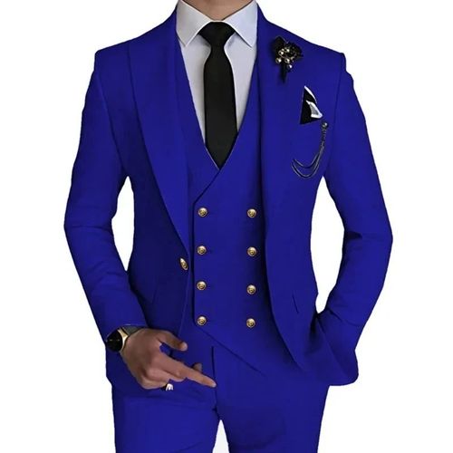 Manteau Imbibé Et Pantalon Glacé Pour Homme,Blazers Habnommée À Double Fente,Veste Boutique Décontractée,Tissu Commandé,Mode 2024,Ensemble De 3 Pièces