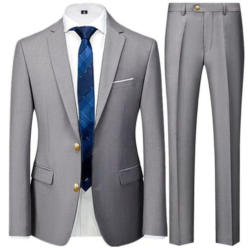 Ensemble Blazer Et Pantalon Habnommée À Deux Boutons Pour Hommes,Veste Décontractée,Manteau Trempé D'affaires,Blazers De Mariage,Document Solide,Mode Masculine,Fj2 Pièces