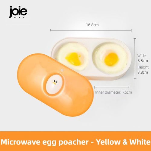Joie-Oeuf Poché Double Micro-Ondes,Cuiseur À ?ufs,Boîte À ?ufs Frits,Petit-Déjeuner,Boîte À ?ufs Cuits À La Vapeur,Outils De Cuisine - Type Yellow And White