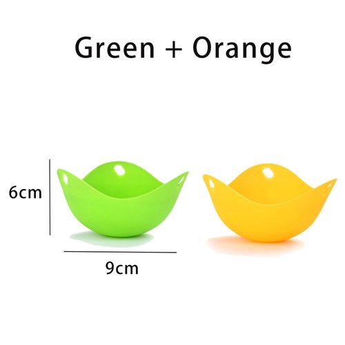 Pocheuse à ?ufs en silicone,gadgets de cuisine,bol de cuisson,cuisinière à anneau,biscuit au microphone,rond doux,outil domestique,sain,rapide,2 pièces,4 pièces - Type green and orange