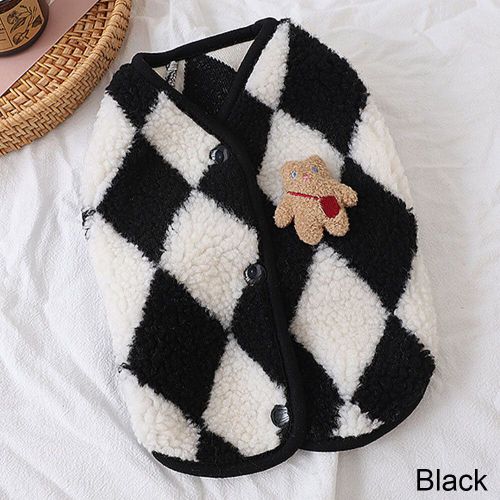 Vêtements Pour Animaux De Compagnie À Carreaux Smile,Manteau Pour Chiot,Vêtements Pour Chien Jack,Ours,Tenues Pour Animaux De Compagnie,Costume D'hiver Mignon,Mode - Type Black-Xl