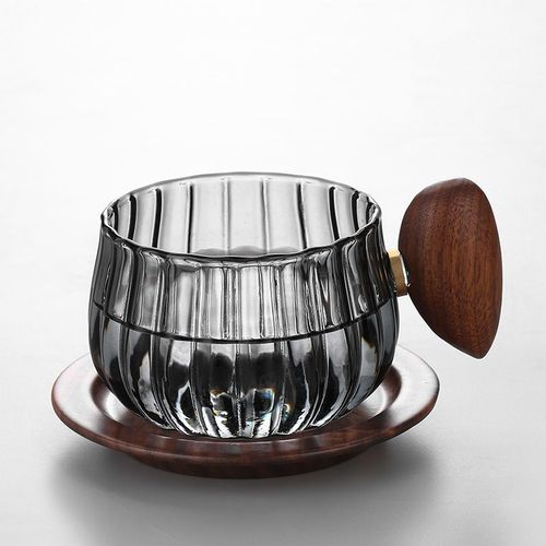 Tasse À Café En Verre De Silicium À Haute Teneur En Bore Résistant À La Chaleur À Rayures,Poignée En Bois,Glace Américaine,Tasse À Latte,Tasse À Thé Au Lait Pour Le Petit Déjeuner