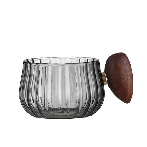 Tasse À Café En Verre De Silicium À Haute Teneur En Bore Résistant À La Chaleur À Rayures,Poignée En Bois,Glace Américaine,Tasse À Latte,Tasse À Thé Au Lait Pour Le Petit Déjeuner