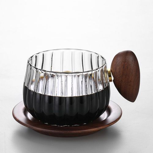 Tasse À Café En Verre De Silicium À Haute Teneur En Bore Résistant À La Chaleur À Rayures,Poignée En Bois,Glace Américaine,Tasse À Latte,Tasse À Thé Au Lait Pour Le Petit Déjeuner