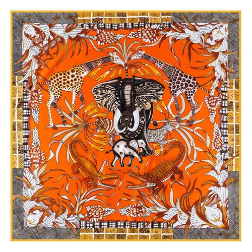 Pobing-Écharpe Sergé Roulée À La Main Pour Femme,Foulard Carré,Trois Girafes,Hijab,90cm