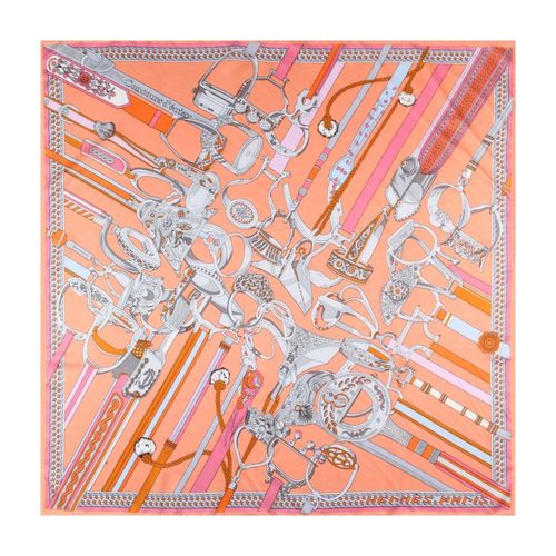Pobing-Écharpe Sergé Roulée À La Main Pour Femme,Foulard Carré,Trois Girafes,Hijab,90cm