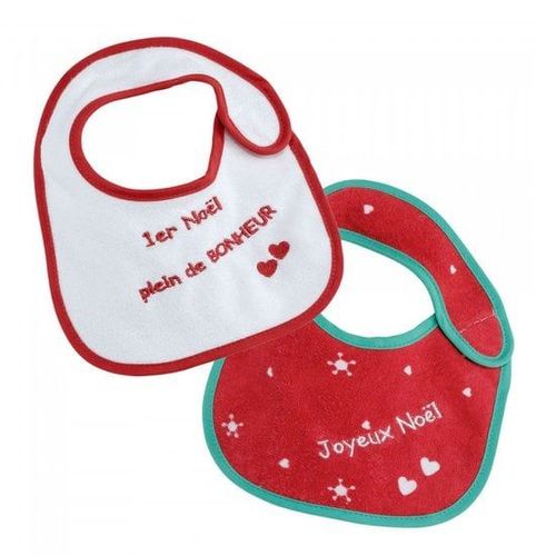 Lot De 2 Bavoirs Naissance Noël De Trois Kilos Sept