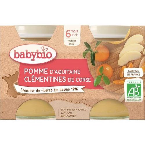 Petit Pot Pomme De Nouvelle-Aquitaine Clémentines De Corse 2 X 130 G De Babybio