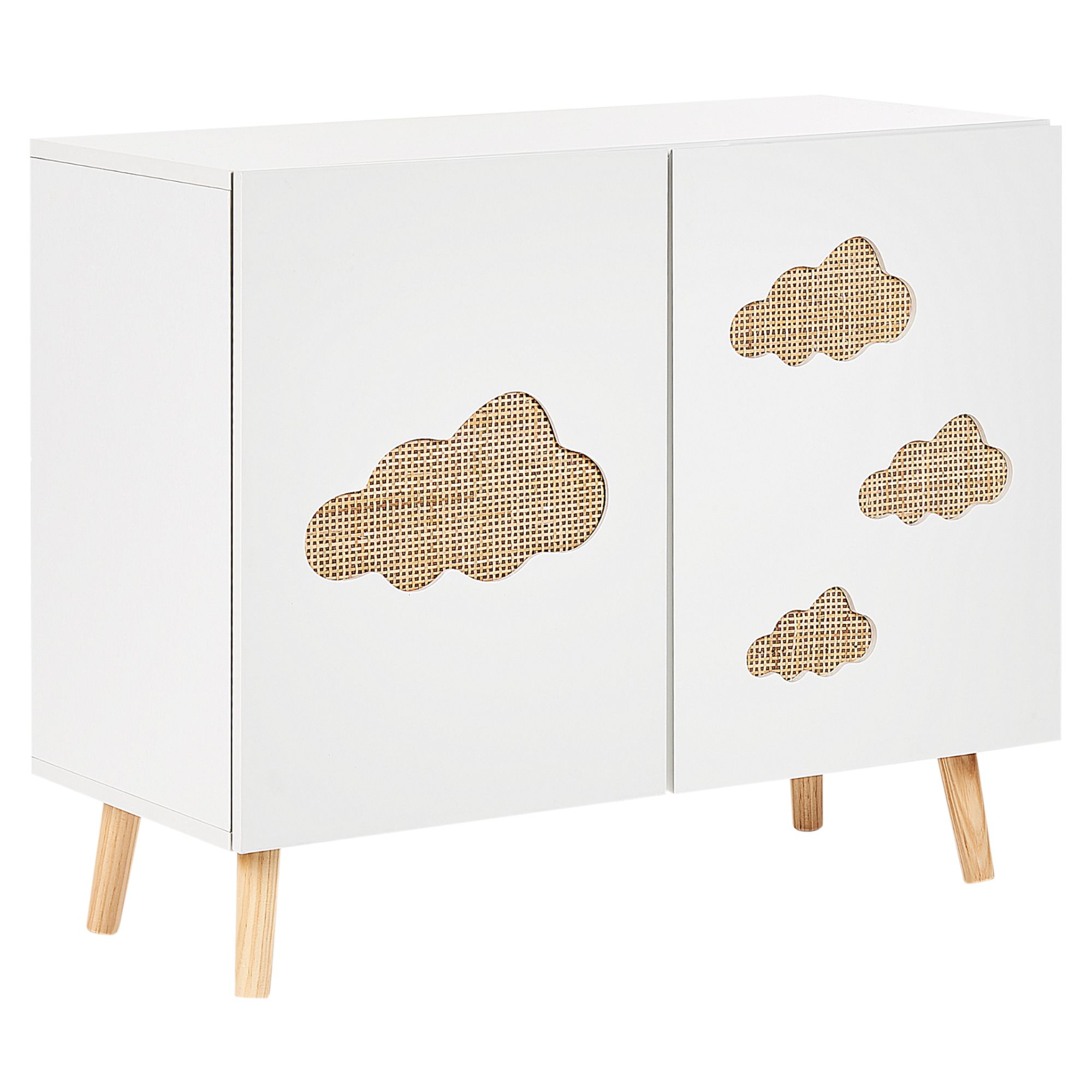 Buffet À 2 Portes Blanc Et Bois Clair Cloudy