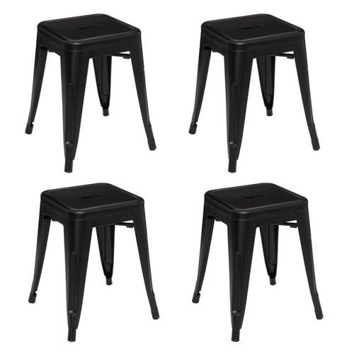Lot De 4 Tabourets Design "Deep Soul" 46cm Noir