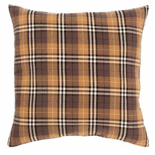 Paris Prix - Coussin Carré "Quadrillage" 38x38cm Marron & Ocre