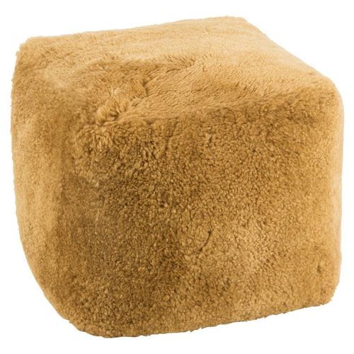 Paris Prix - Pouf Carré Déco "Peau De Mouton" 45cm Ocre