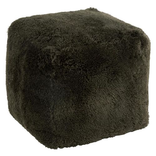 Paris Prix - Pouf Carré Déco "Peau De Mouton" 45cm Vert
