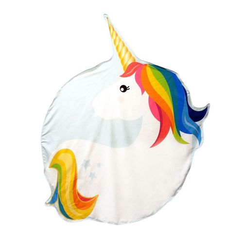 Paris Prix - Serviette De Plage "Licorne" 150cm Blanc