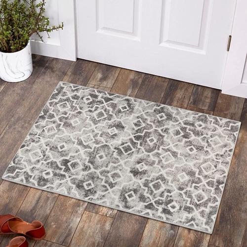 Tapis Marocain Antidérapant Et Lavable, Motif Géométrique, Pour Salon, Chambre À Coucher, Salon, Chambre À Coucher, Tapis De Bain À Poils Courts Pour Entrée, Cuisine, Chambre À Coucher (Gris)