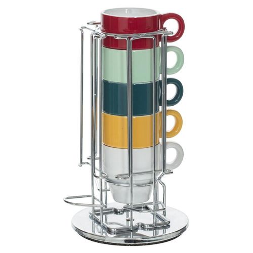 Lot De 6 Tasses & Porte Capsules "Rack" 5cl Multicolore