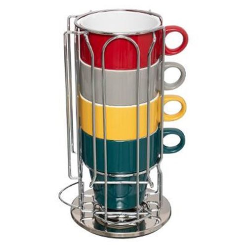 Lot De 4 Mugs & Porte Capsules "Rack" 23cm Multicolore