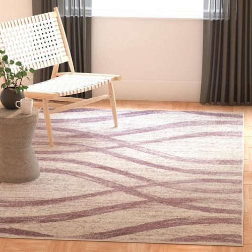 Tapis De Sol Vieilli Pour Salon, Salle À Manger, Chambre À Coucher - Adirondack Collection, Tapis À Poil Court, Crème Et Violet, 91 X 152 Cm