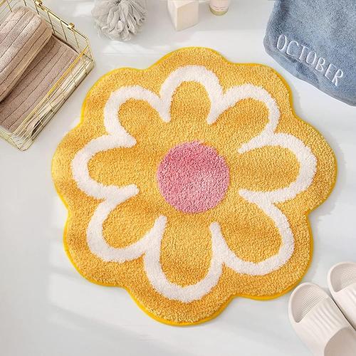 Tapis De Salon, Motif Floral - Tapis De Bain Doux Et Antidérapant Avec Haute Hygroscopicité - Tapis De Bain - Tapis De Douche - Tapis De Sol Pour Salle De Bain, Cuisine, Salon, Toilettes 25,6 X 25,6