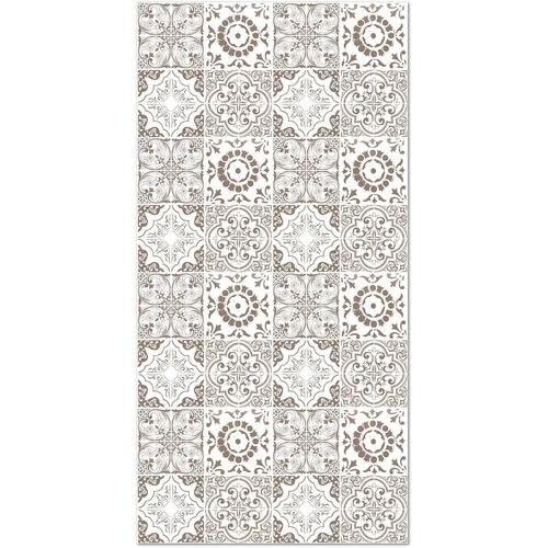 Tapis Vinyle Carreaux Ciments Grenade Brun 60x110 Cm - Tapis De Cuisine En Pvc Linoléum Vinyle- Antidérapant Lavable Ignifuge - Tapis Pour Cuisine Bureau Salon - Protection Du Sol