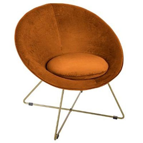 Fauteuil Design En Velours "Gold Evan" 76cm Ambre