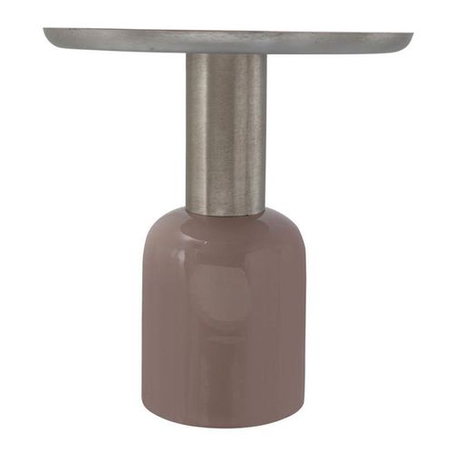 Table D'appoint Design "Yeza" 49cm Vieux Rose & Argent
