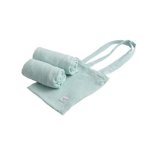 2 Draps Housses Rectangulaires Pour Berceau Aqua De Sauthon Original