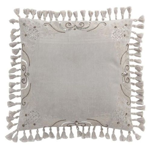 Paris Prix - Coussin Déco À Pompons "Marocain" 45x45cm Gris