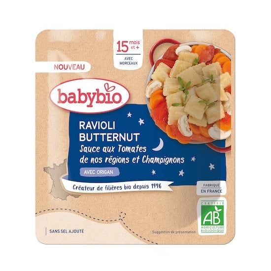 Ravoli Butternut Sauce Aux Tomates De Nos Régions Et Champignons 190 G De Babybio