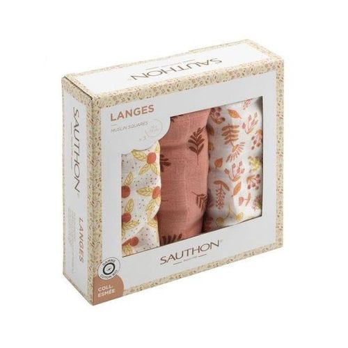 Esmée Lot De 3 Langes Bio Motif Floral De Sauthon Baby Déco