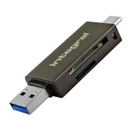 Integral - Lecteur de carte (microSD, microSDHC, microSDHC UHS-I, microSDXC, microSDXC UHS-I, SD, SDHC, SDXC, SDHC UHS-I, SDXC UHS-I) - USB 3.1 Gen 1 / USB-C