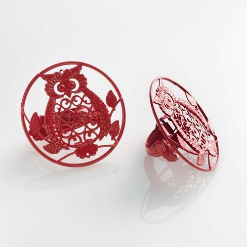 Lot De 2 Embrasses De Rideau "Gufo" 8cm Rouge