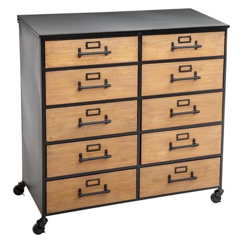 Commode Design 10 Tiroirs "Baris" 86cm Noir