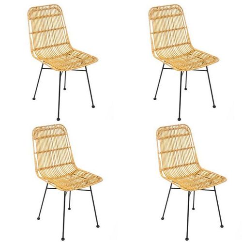 Lot De 4 Chaises Design "Kubu" 88cm Naturel