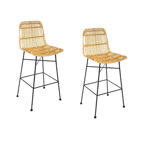 Lot De 2 Chaises De Bar Design "Kubu" 100cm Naturel