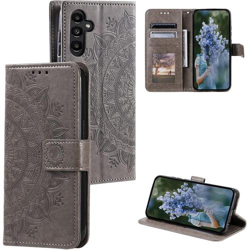 Coque Pour Samsung Galaxy A05s Gris,Housse En Cuir Premium Flip Case Portefeuille Etui Avec Stand Support Et Carte Slot Samsung Galaxy A05s - Gris