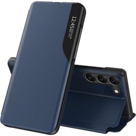 Coque Pour Samsung Galaxy S23 5g Cuir Clear View Fine Étui À Rabat Étui Housse Galaxy S23 Coque 360 Antichoc Anti-Rayure Flip Folio Béquille Stand Support Coque Pour Samsung S23 Cover Case (Bleu)