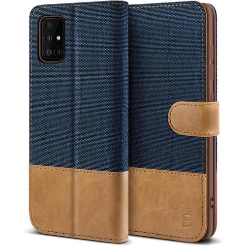 Bez Coque Samsung A51, Etui Pour Samsung Galaxy A51 Housse En Cuir De Protection, Portefeuille En Cuir Polyuréthane, Crochet, Pochette Pour Monnaie, Fermeture Magnétique, Bleu