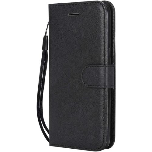 Coque Pour Galaxy J2 Pro, Pu En Cuir Coque Portefeuille Étui Housse, Design Classique Tpu Coque Pour Samsung Galaxy J2 Pro - Noir