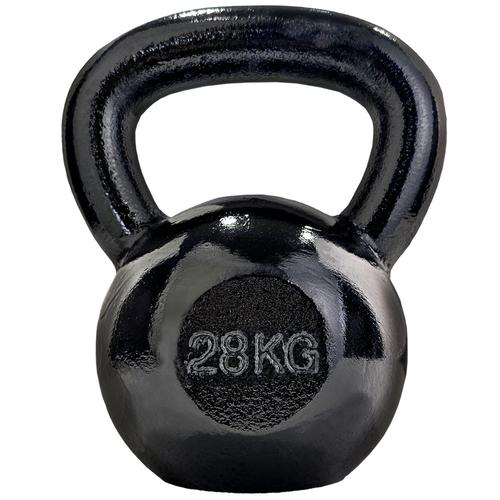 Scsports® Kettlebell - 28 Kg, Fonte, Surface Texturée, Noir - Haltère À Boule, Pour Entraînements De Fitness Et Musculation