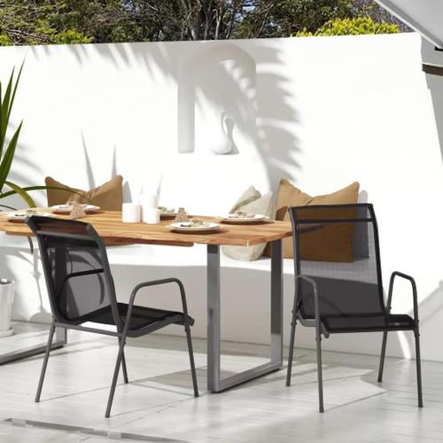 Prolenta Premium - Chaises De Jardin Lot De 2 Acier Et Textilène Noir