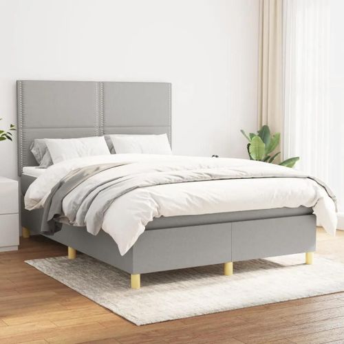 Prolenta Premium - Sommier à lattes de lit avec matelas Gris clair 140x200cm Tissu