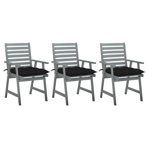 Prolenta Premium - Chaises À Manger D'extérieur Lot De 3 Et Coussins Acacia Massif