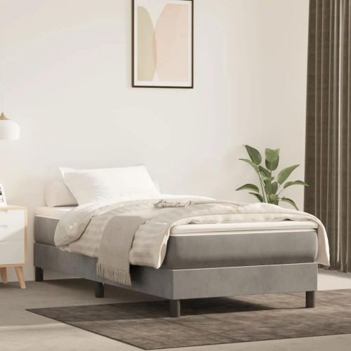 Prolenta Premium - Cadre de lit sans matelas gris clair 90x200 cm velours