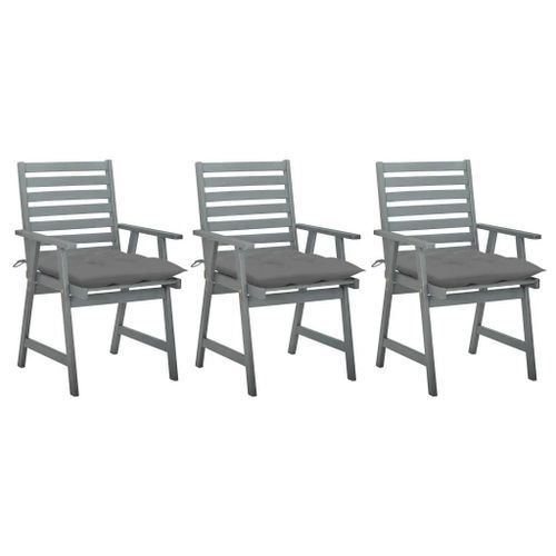 Prolenta Premium - Chaises À Manger D'extérieur Lot De 3 Et Coussins Acacia Massif