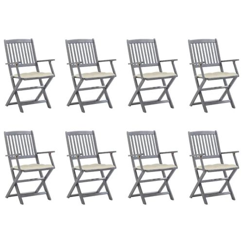 Prolenta Premium - Chaises Pliables D'extérieur Lot De 8 Et Coussins Bois D'acacia