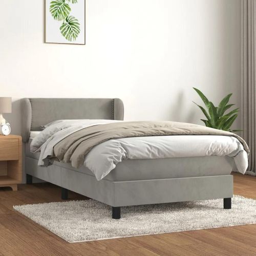 Prolenta Premium - Sommier à lattes de lit et matelas Gris clair 100x200cm Velours