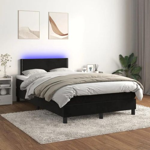 Prolenta Premium - Sommier à lattes de lit avec matelas LED Noir 120x200cm Velours
