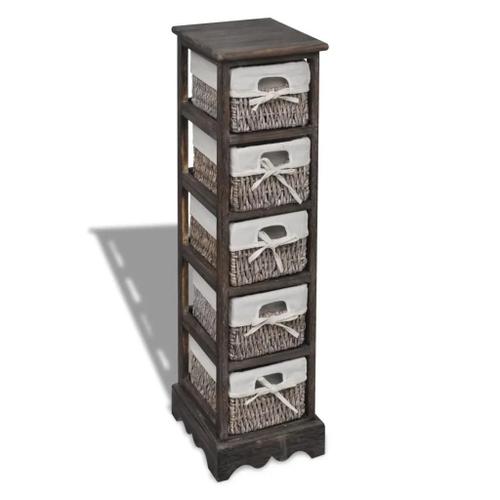 Prolenta Premium - Étagère De Rangement En Bois 5 Paniers En Tissage Marron