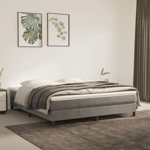 Prolenta Premium - Sommier à lattes de lit et matelas Gris clair 180x200cm Velours